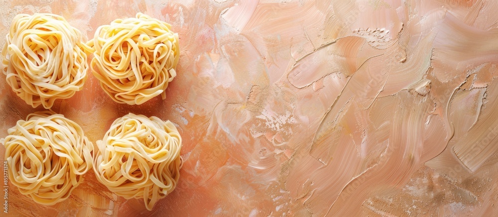 Poster dried noodles with pastel background texture food. with copy space image. place for adding text or d