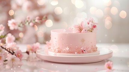 A beautifully indulgent pink cake