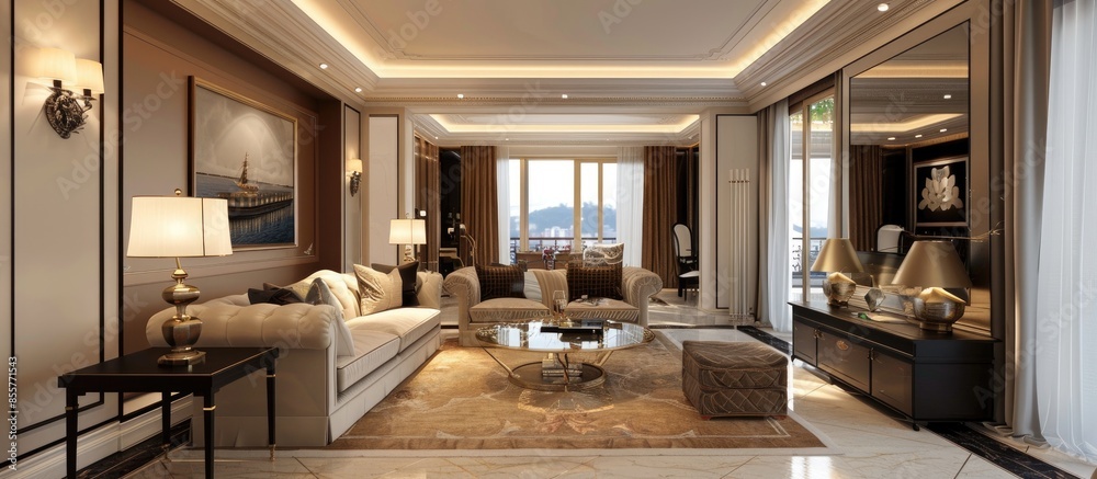 Poster elegant house interiors,living room. with copy space image. place for adding text or design