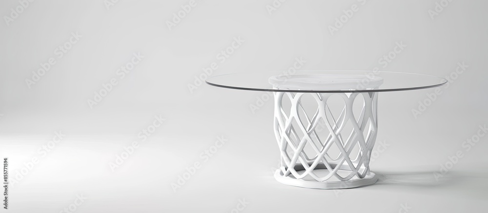 Poster white metal glass table isolated. with copy space image. Place for adding text or design
