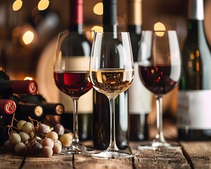 Diverse Selection of Wines on Elegant Setting for Refined Wine Tasting Event