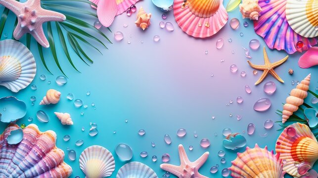 Bright and vibrant summer banners featuring luxury seashell accessories on an isolated background