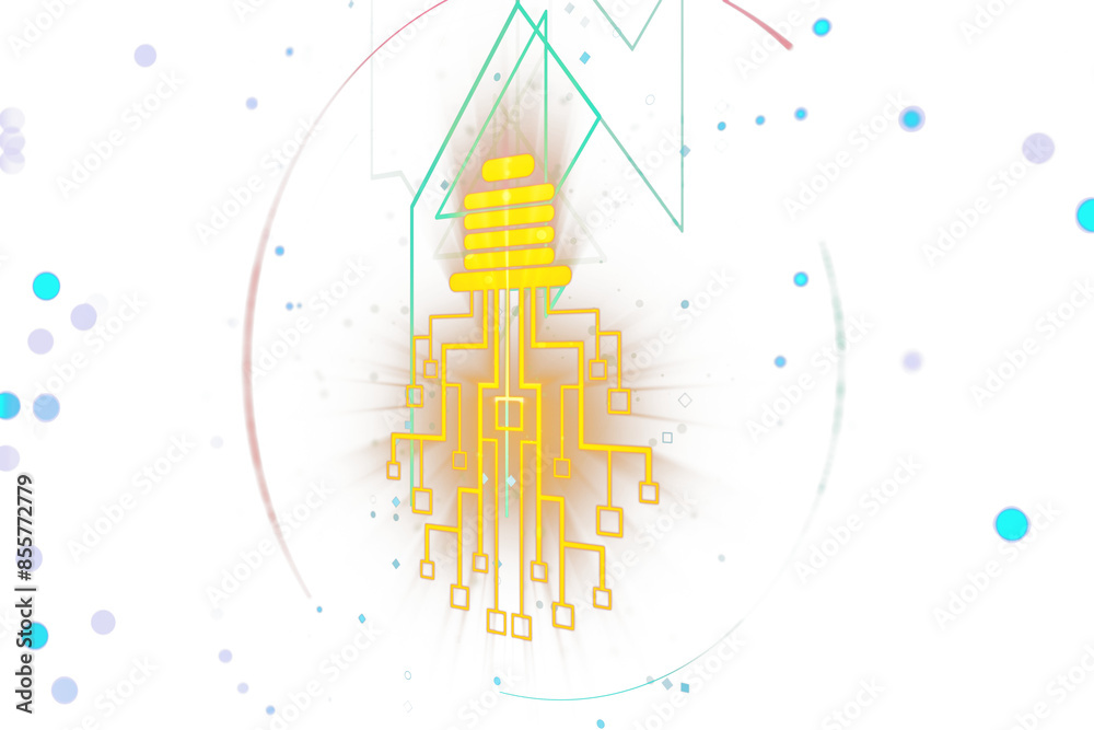 Aufkleber glowing lightbulb with a circuit pattern overlay on a white background, symbolizing creative ideas