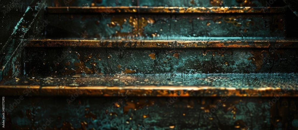 Aufkleber Metal steps shot at an angle. with copy space image. Place for adding text or design