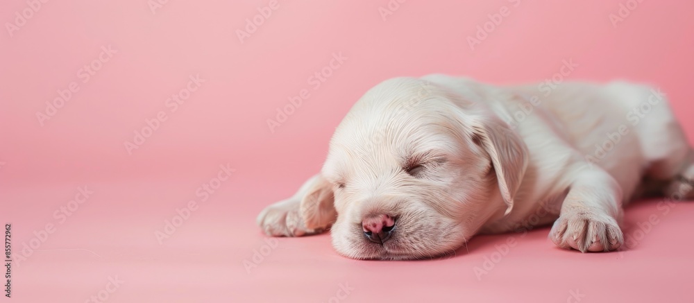 Poster puppy newborn pastel background baby isolated dog. with copy space image. place for adding text or d