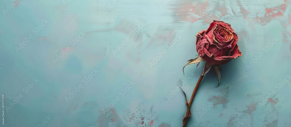 Poster dried rose on pastel background flower wedding isolated. with copy space image. place for adding tex