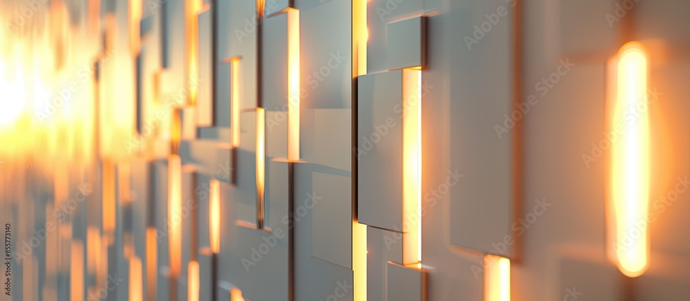 Aufkleber the modern wall vertical cutouts close-up backlight. with copy space image. place for adding text or