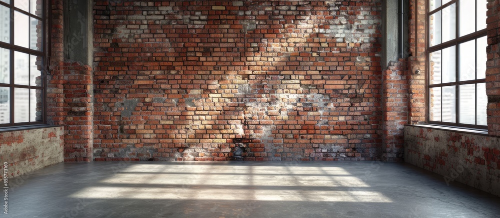 Wall mural empty interior with brick wall. with copy space image. place for adding text or design