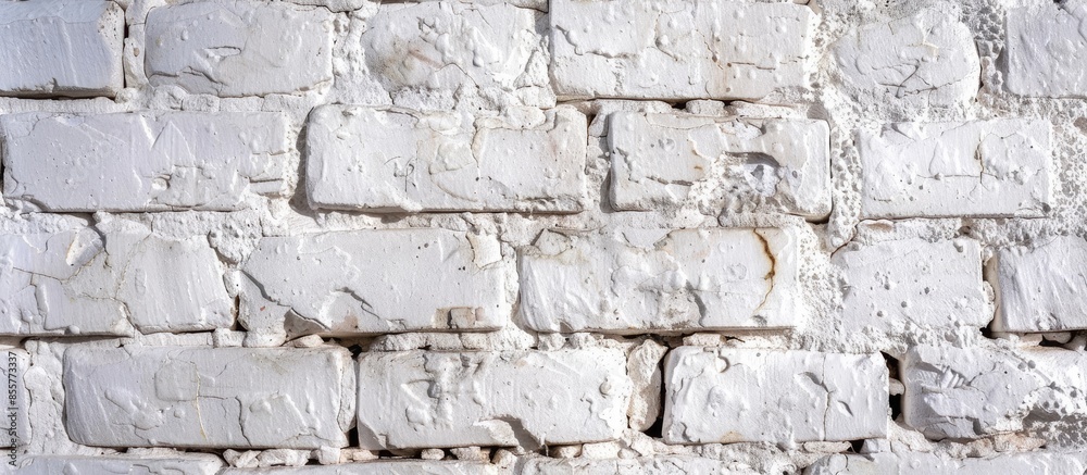 Poster a wall of white bricks as a background. close-up. place for text. with copy space image. Place for adding text or design