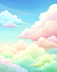 airy, delicate pastel clouds floating across the sky