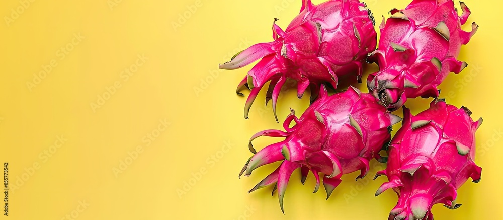 Aufkleber fresh dragon fruit on pastel background food isolated. with copy space image. place for adding text 