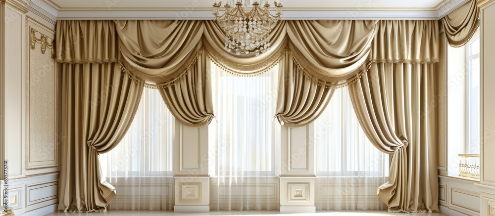 Poster curtains in a classic style as an adornment interiors. with copy space image. Place for adding text or design