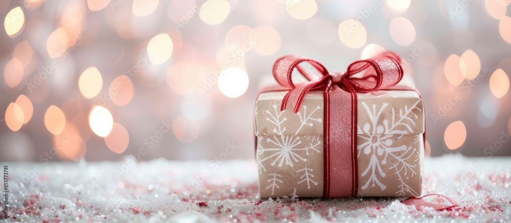 Poster Gift Box.selective focus. pastel background  Christmas. with copy space image. Place for adding text or design