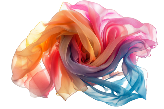 Abstract Colorful Fabric Swirling isolated on transparent background png