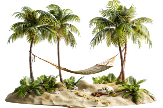 Tropical Island Hammock isolated on transparent background png