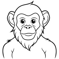 Monkey head full body vector line art and linocut illustration
