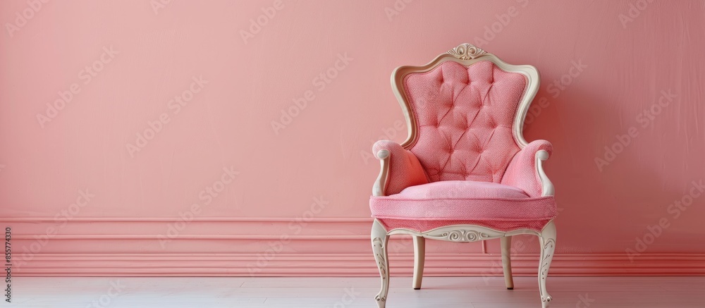 Poster Antique Chair isolated with clipping path pastel background. with copy space image. Place for adding text or design