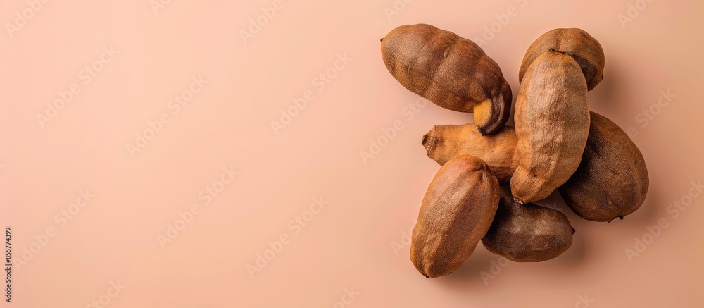 Fototapete tamarind isolated on pastel background food isolated. with copy space image. place for adding text o