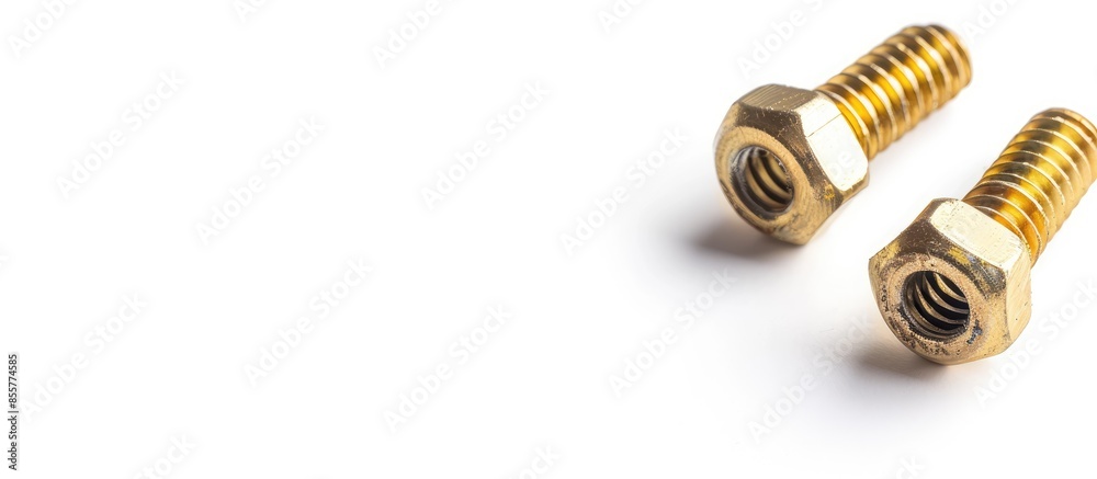 Poster Two screws isolated on white background. with copy space image. Place for adding text or design