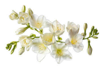 Fototapeta premium White Freesia Flowers isolated on transparent background png