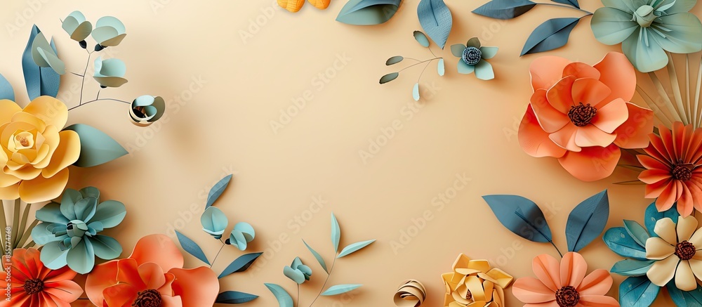 Poster decorative handmade flower. with copy space image. Place for adding text or design