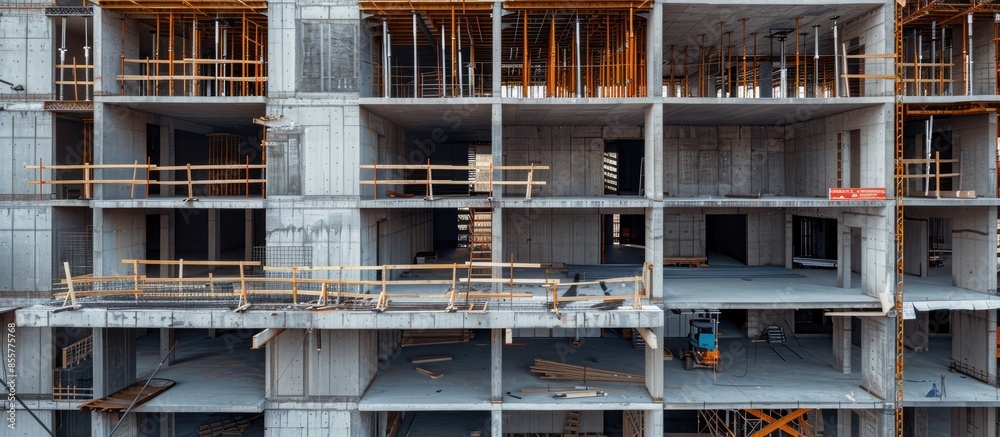 Poster High-rise residential buiding under construction. with copy space image. Place for adding text or design