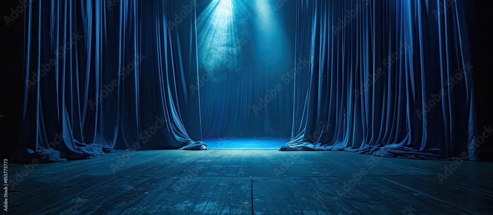 Poster Blue Stage Theater Drapes and dark room. with copy space image. Place for adding text or design