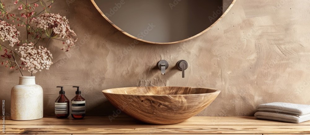 Poster wood basin. with copy space image. Place for adding text or design