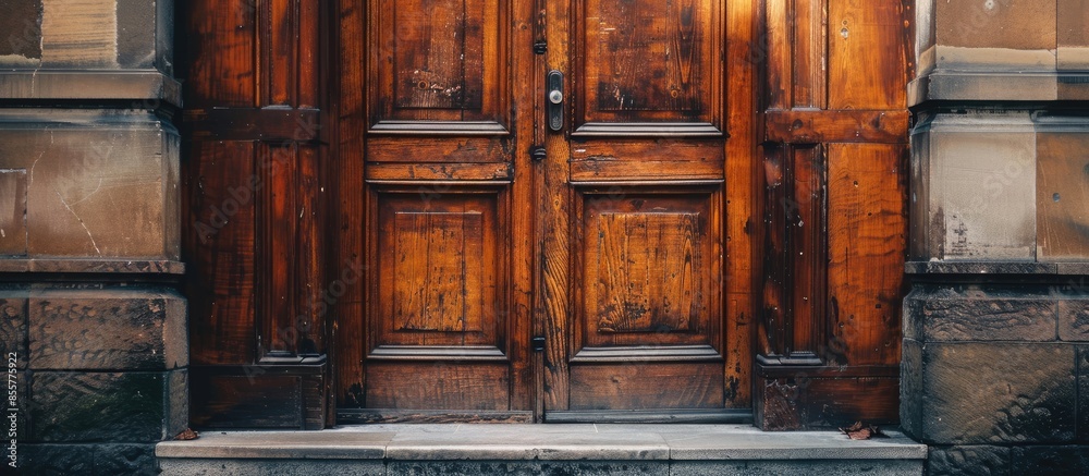 Poster Wood door. with copy space image. Place for adding text or design