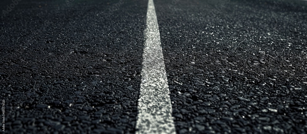 Poster New asphalt texture with white dashed line. Copy space image. Place for adding text or design