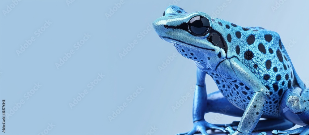 Poster blue poison dart frog studio photo pastel background. with copy space image. place for adding text o