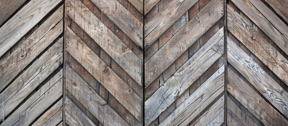Poster Antique wooden house door wall zigzag pattern . with copy space image. Place for adding text or design