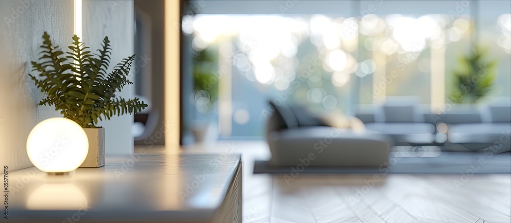 Poster Blurred Room with Modern House Interior Bokeh Background. with copy space image. Place for adding text or design