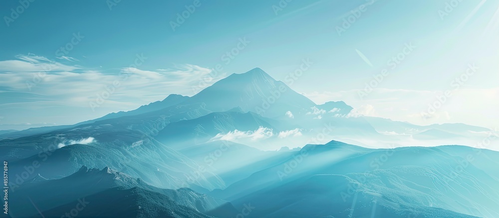 Poster high mountain in morning time. beautiful natural landscape. with copy space image. place for adding 
