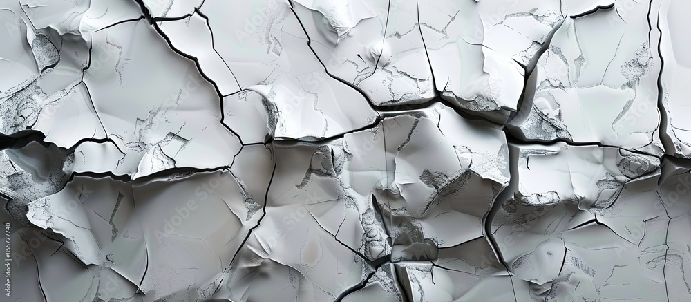 Poster Grey background created from picture of plastic cracking surface. with copy space image. Place for adding text or design