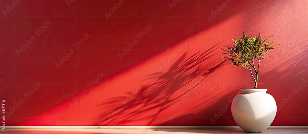 Poster red background interior design, empty space. with copy space image. Place for adding text or design
