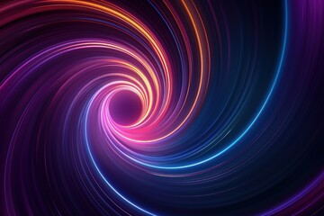 Colorful swirling light vortex background with vibrant neon hues and dynamic energy, perfect for abstract and futuristic designs.
