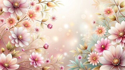 Delicate floral background with abstract flowers , botanical, delicate, abstract, elegant, beautiful, nature, plant, pastel