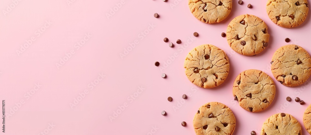Poster cookies isolated on pastel background with clipping path. with copy space image. place for adding te
