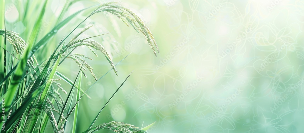 Poster grass and rice plant dye color. with copy space image. place for adding text or design