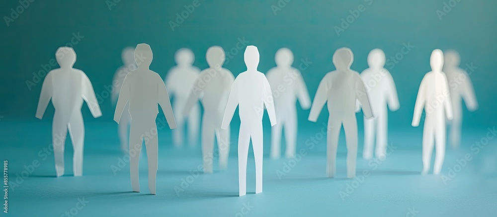 Poster crowdfunding concept. paper cut out human figures. copy space image. place for adding text or design