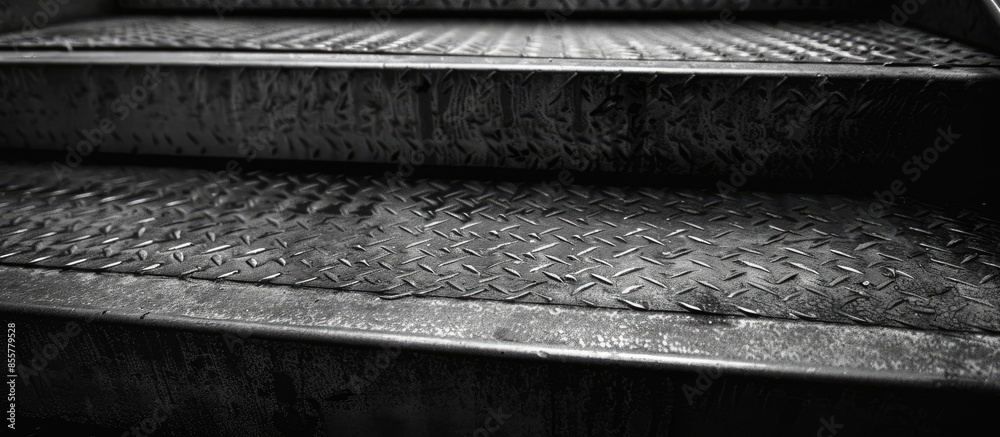 Aufkleber metal steps shot at an angle. with copy space image. place for adding text or design