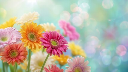 A cheerful bouquet of gerbera daisies in various 