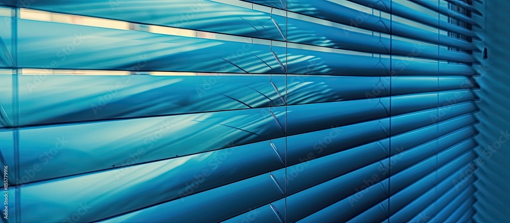 Poster blue aluminum blinds as background. with copy space image. place for adding text or design
