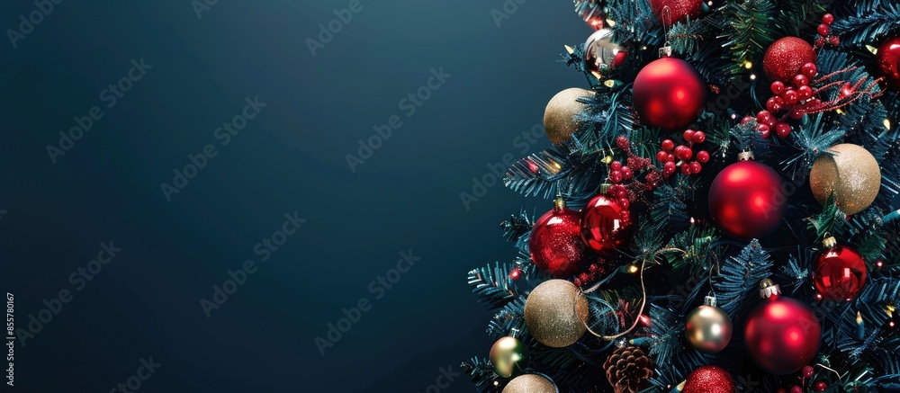 Aufkleber Decorated Christmas tree. . with copy space image. Place for adding text or design