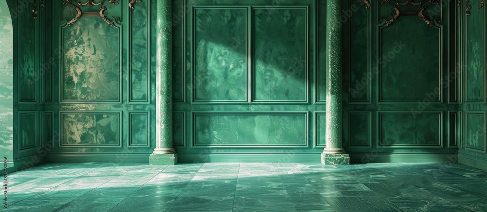 Poster Classical Green Interior. with copy space image. Place for adding text or design