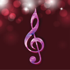 Fototapeta premium Treble Music Note Isolated on Red Bokeh Background.