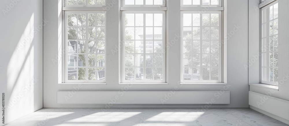 Aufkleber white metal-plastic window in modern apartment. with copy space image. place for adding text or desi