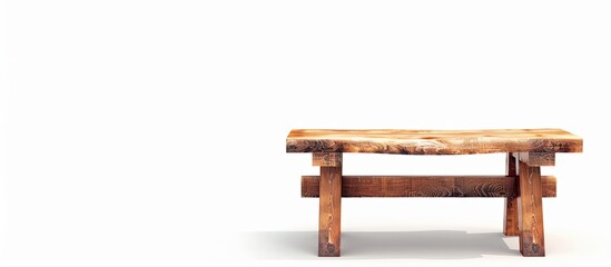 Small wooden bench Japanese style isolated on white background with clipping path. with copy space image. Place for adding text or design