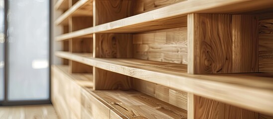 wooden Cabinet in the style of minimalism, wooden furniture, solid wood. with copy space image. Place for adding text or design